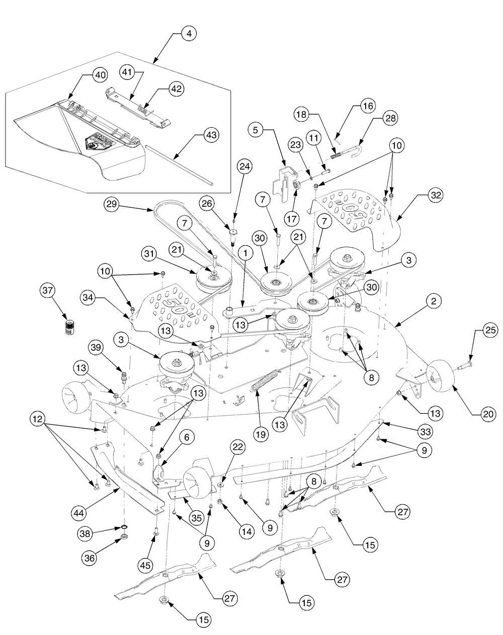 Mower Deck 50 Inch Diagram and Parts List for RZT50 17BA5A7P709-17BA5A7P710-17BA5A7P712 Cub Cadet Lawn Tractor